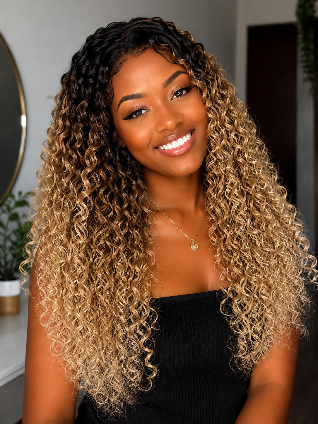 Mechas de cabelo ondulado com brilho