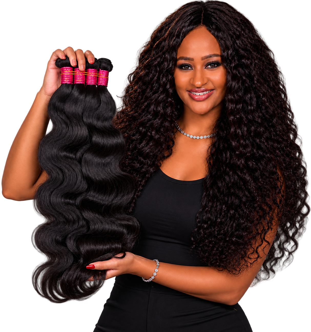 Fotografia publicitária de cabelo humano premium